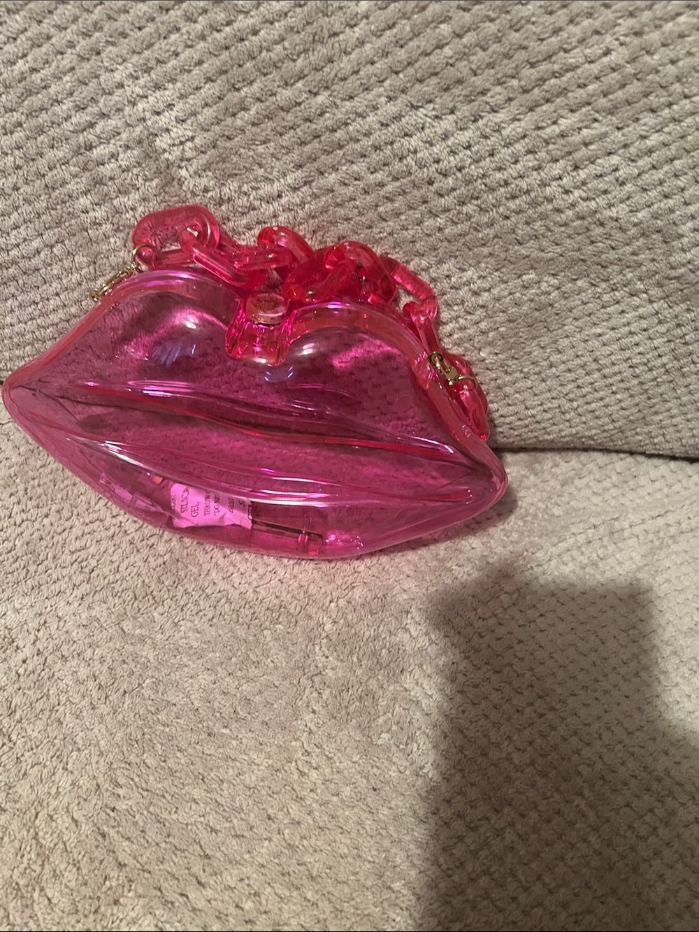 Women Pink Clear Lip-Shaped Handbag New Without Tags